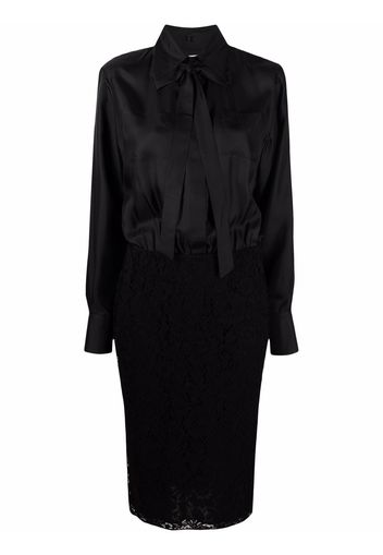 Valentino lace panel shirt dress - Nero