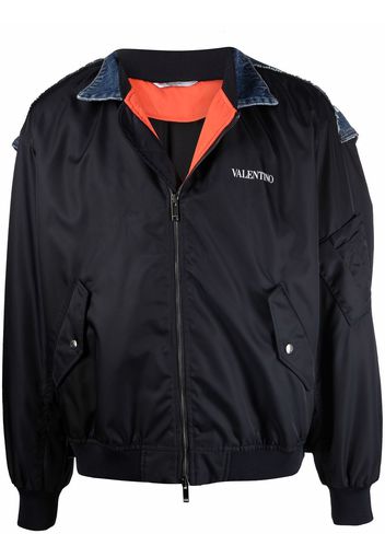 Valentino logo-print bomber jacket - Blu