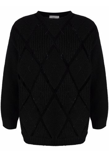 Valentino argyle detailing crew-neck jumper - Nero