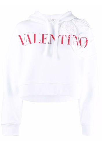 Valentino Rose Blossom cropped hoodie - Bianco