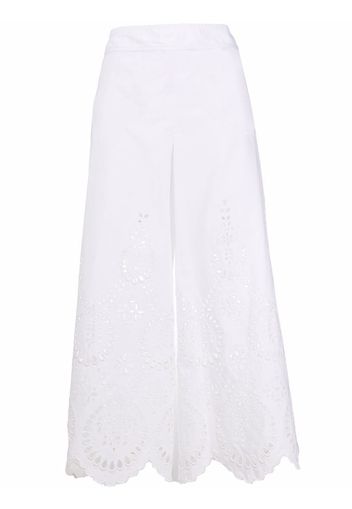 Valentino laser-cut detail cropped trousers - Bianco