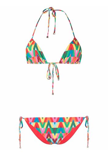 Valentino Optical logo print bikini - Rosso