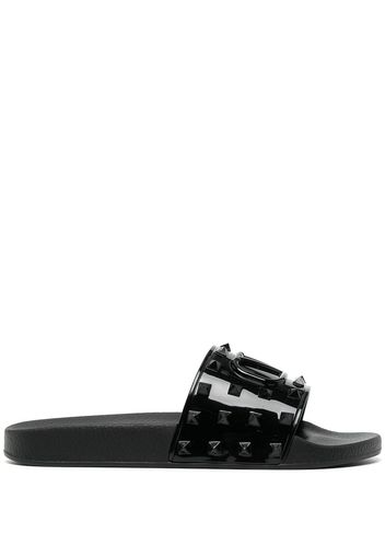 Valentino Garavani Vlogo Rockstud flat slides - Nero