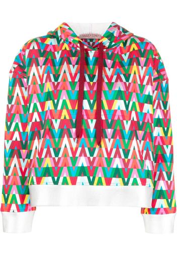 Valentino Optical-print hoodie - Rosso