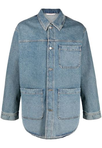 Valentino logo-print denim-jacket - Blu