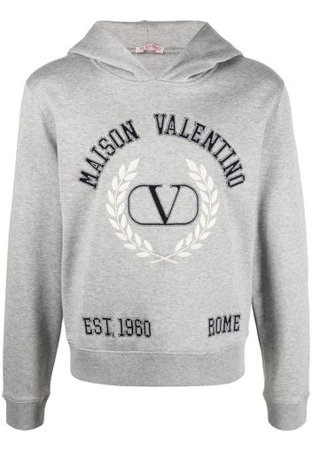 Valentino VLogo crest logo-embroidered hoodie - Grigio