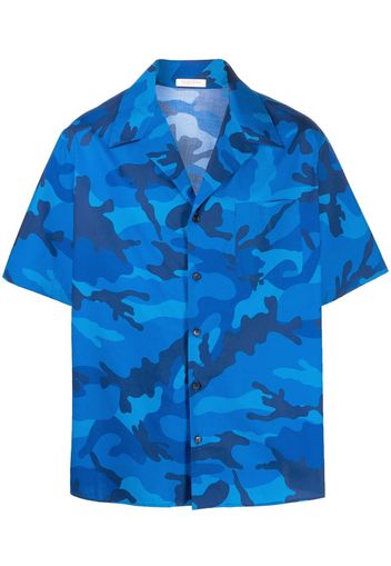 Valentino Polo con stampa camouflage - Blu