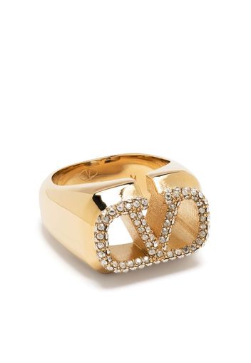 Valentino Garavani crystal-embellished VLogo ring - Oro