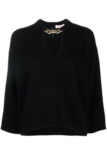 Valentino chain-detail knitted top - Nero