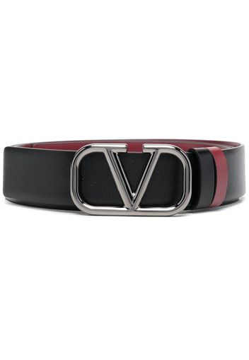 Valentino Garavani V-Logo reversible leather belt - Nero