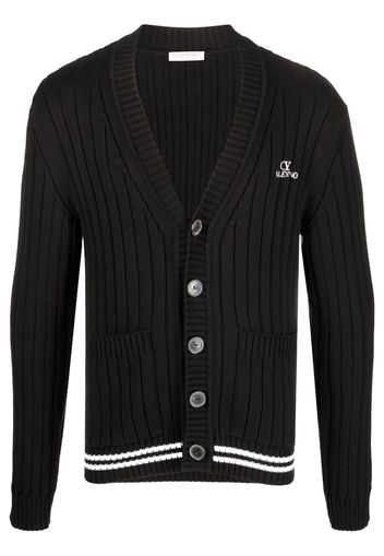 Valentino ribbed-knit V-neck cardigan - Nero