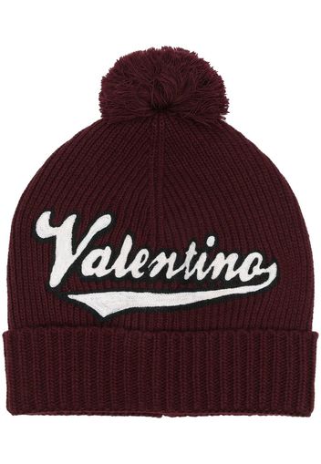 Valentino embroidered logo beanie hat - Rosso