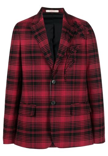 VALENTINO checked single-breasted blazer - Rosso