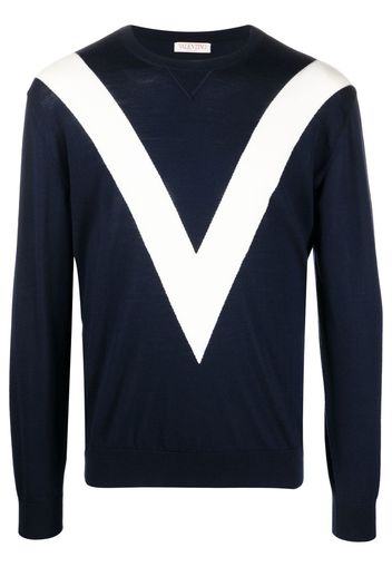 VALENTINO logo-print wool jumper - Blu