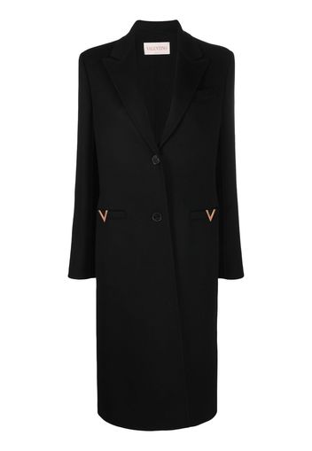 Valentino Cappotto monopetto con placca logo - Nero