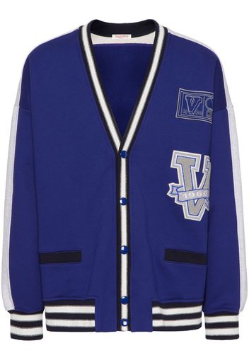 Valentino V Crew patches V-neck cardigan - Blu