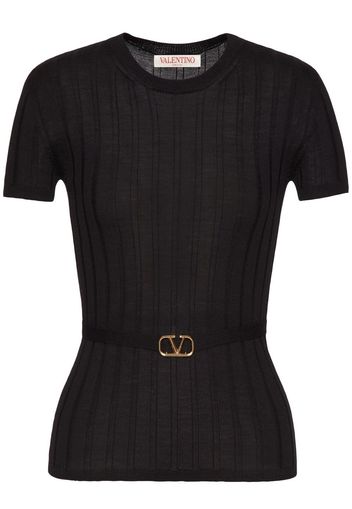 Valentino VLogo Signature wool top - Nero