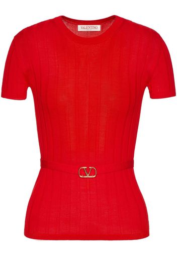 Valentino VLogo belted wool top - Rosso