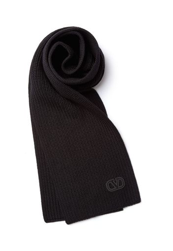 Valentino Logo patch virgin wool scarf - Nero