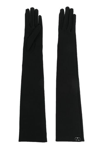 Valentino Garavani VLogo long silk gloves - Nero