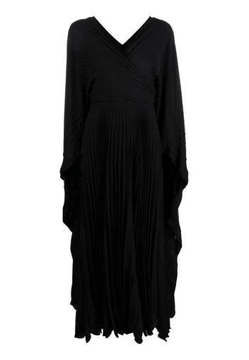 Valentino Garavani cape-effect pleated silk-georgette gown - Nero