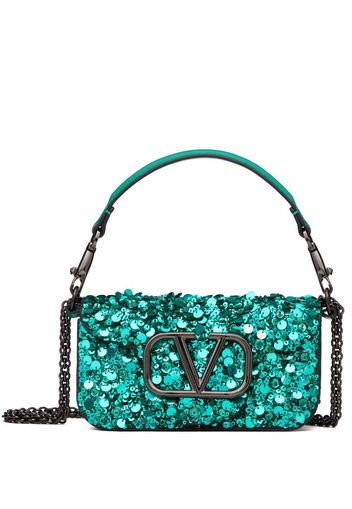 Valentino Garavani Borsa a spalla con paillettes - Verde