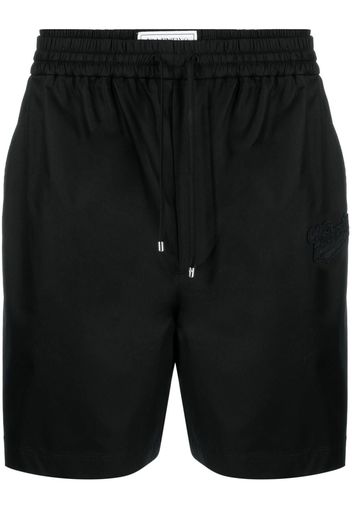 Valentino logo-patch cotton drawstring shorts - Nero