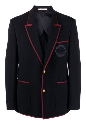 Valentino embroidered-crest tailored blazer - Blu