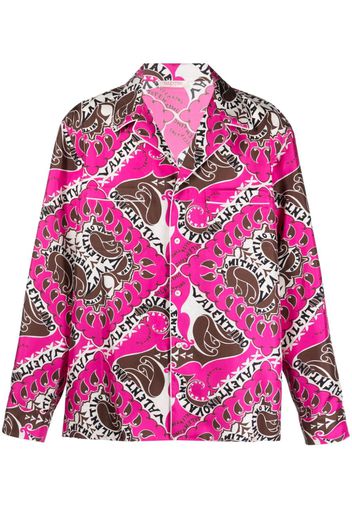 Valentino logo-print silk shirt - Rosa