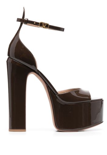 Valentino Garavani Tan-Go 155mm patent-leather sandals - Marrone