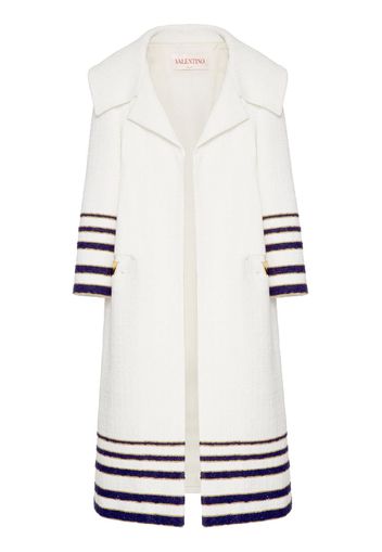 Valentino Garavani striped V-detail open-front coat - Bianco