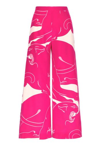 Valentino Garavani Cady Panther silk trousers - Rosa