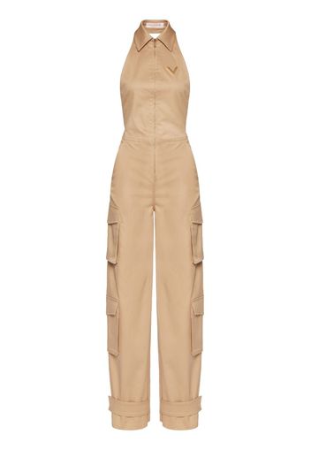 Valentino Garavani stretch-cotton open-back cargo jumpsuit - Toni neutri