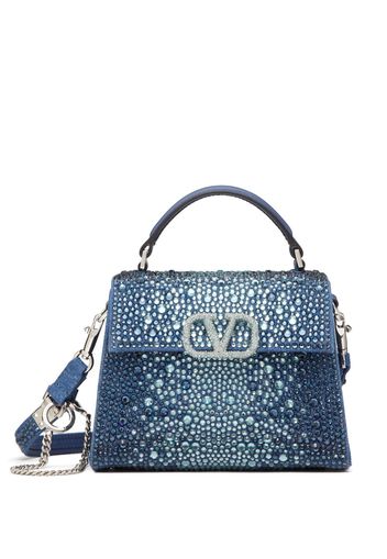 Valentino Garavani Borsa tote VSLING con paillettes piccola - Blu