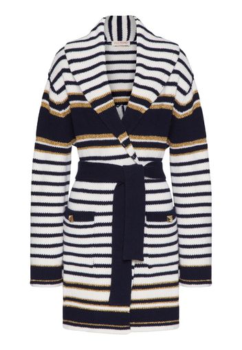 Valentino Garavani stripped knitted cardi-coat - Bianco