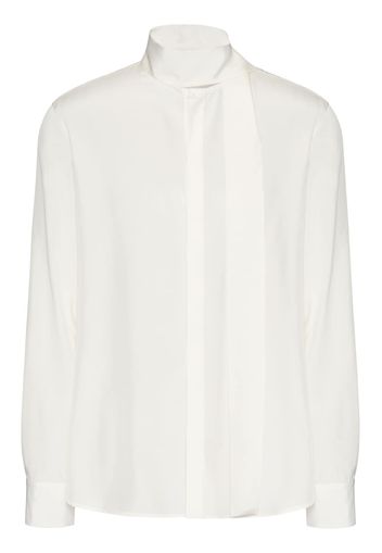 Valentino scarf-detail silk shirt - Bianco