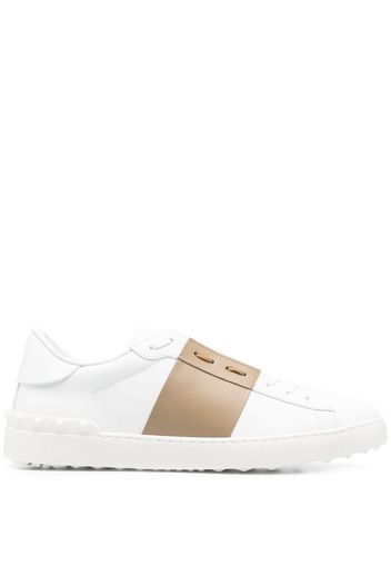 Valentino Garavani Open contrasting-band leather sneakers - Bianco