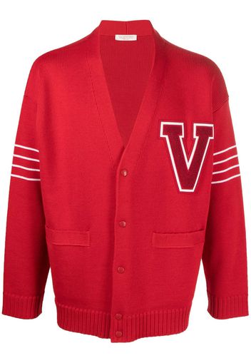 Valentino Garavani VLogo-patch wool cardigan - Rosso