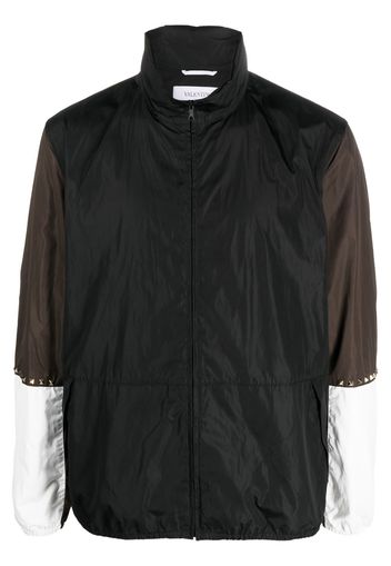 Valentino Garavani Rockstud-embellished colour-block jacke - Nero