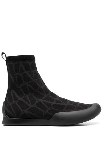 Valentino Garavani Toile Iconographe sock boots - Nero