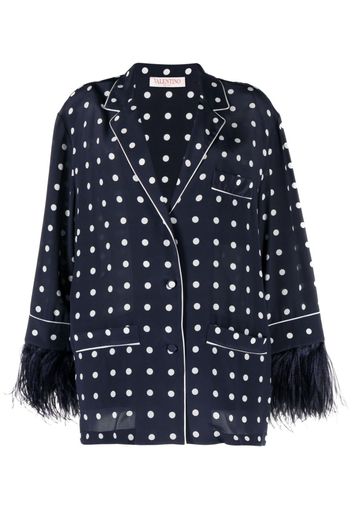 Valentino Garavani polka dot-print silk blazer - Blu