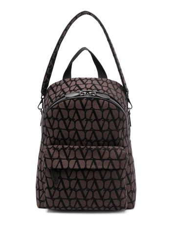 Valentino Garavani Toile Iconographe leather-trim backpack - Marrone
