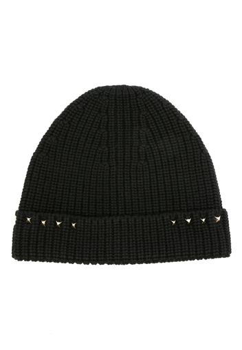 Valentino Garavani Rockstud virgin wool beanie - Nero