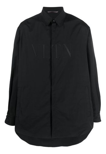 Valentino Garavani VLTN-patch concealed placket shirt - Nero