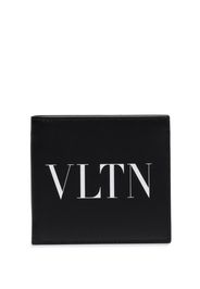 black VLTN logo leather bifold wallet