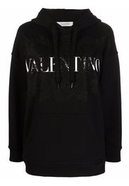 Valentino lace-panel logo hoodie - Nero