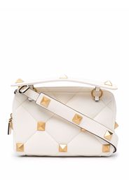 Valentino Garavani Roman Stud-embellished diamond-quilted clutch bag - Bianco