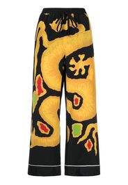 Valentino dragon-print cropped silk trousers - Nero