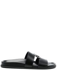 Valentino Garavani logo-plaque calf-leather sandals - Nero