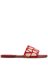 Valentino Garavani Sandali slides VLOGO Toile Iconographe - Rosso